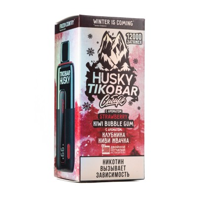 MK Одноразовая Электронная Сигарета TIKOBAR Husky Strawberry Kiwi Bubble Gum (Клубника Киви Жвачка) 12000 Затяжек