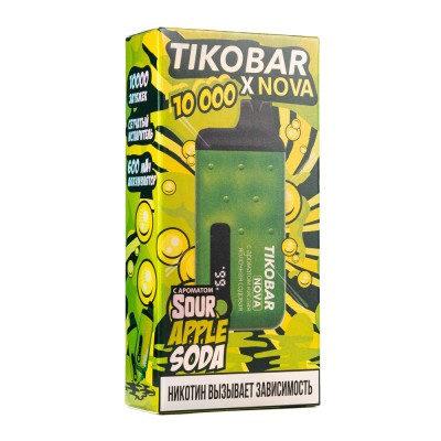 MK Одноразовая Электронная Сигарета TIKOBAR Nova Sour Apple Soda (Кислая Яблочная Содовая) 10000 Затяжек