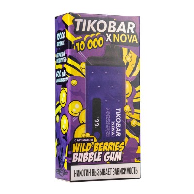 MK Одноразовая Электронная Сигарета TIKOBAR Nova Wild Berries Bubble Gum (Жвачка с Лесными Ягодами) 10000 Затяжек