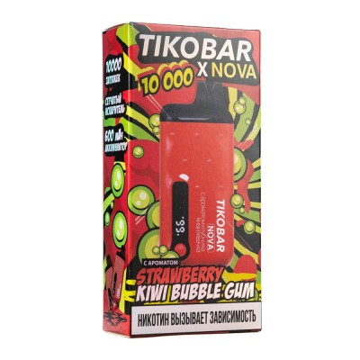 MK Одноразовая Электронная Сигарета TIKOBAR Nova Strawberry Kiwi Bubble Gum (Клубника Киви Жвачка) 10000 Затяжек