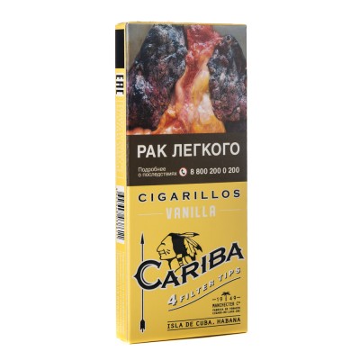 Сигариллы с деревянным мундштуком CARIBA Vanilla 4шт