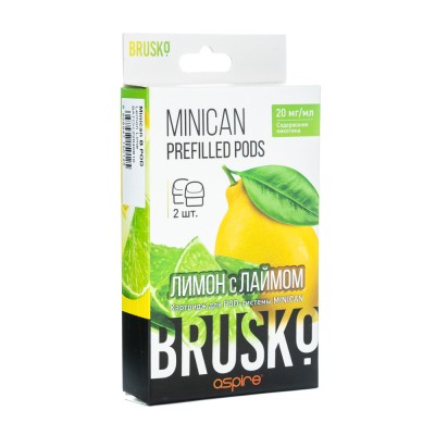 Упаковка картриджей Brusko Minican Лимон с лаймом 2,4 мл 2% (В упаковке 2 шт)